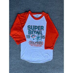 Vintage 1985 Super Bowl Miami Dolphins AFC Champions Raglan T-Shirt S